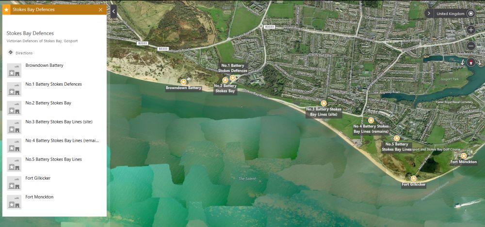 Stokes Bay Defences Map