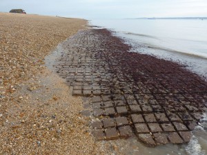 D Day Hard G4 Flexible concrete matting exposed during extremely low tide in 2011