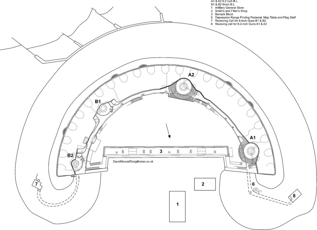 Fort Gilkicker plan of upper battery in 1906